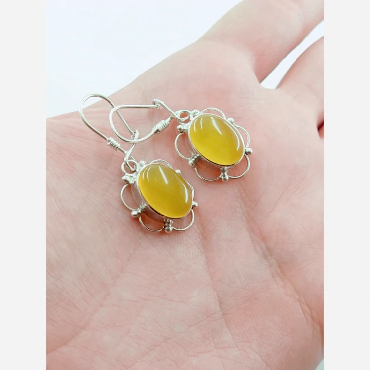 گوشواره دست ساز نقره اصل عیار 925 عقیق شرف الشمس