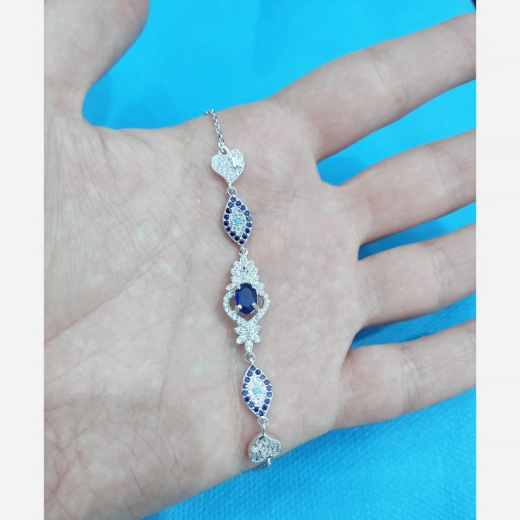 دستبند زنانه نقره اصل عیار 925 رنگ ثابت دارای روکش رادیوم